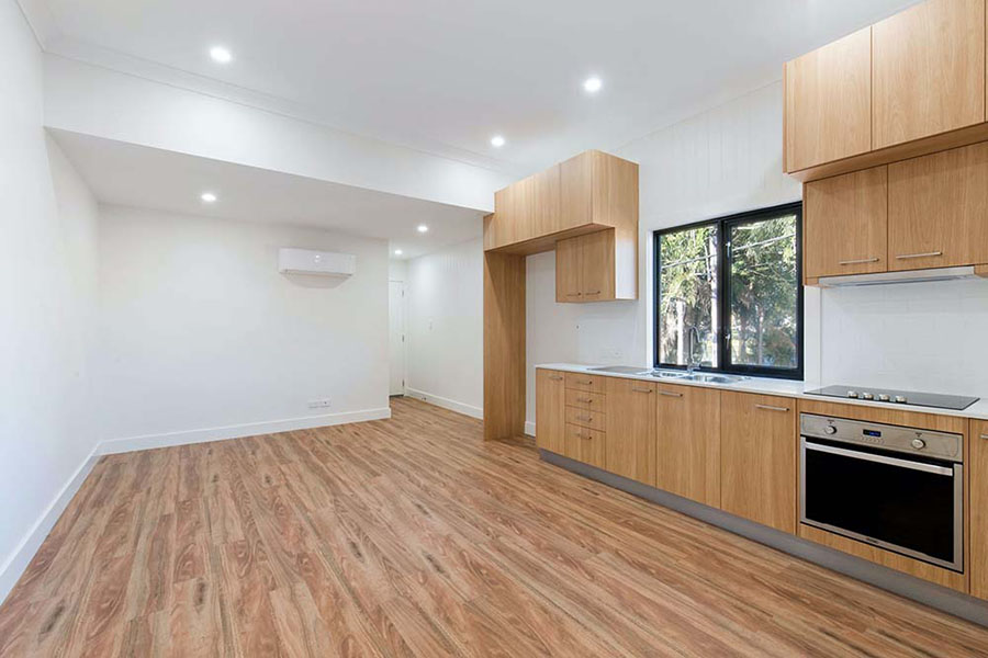 A clean and mondern kitchen in a rental property